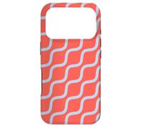 Carcasa para iPhone 17 Pro Red Grey Wavy Lines Curve Row Sound Wave Retro Pattern