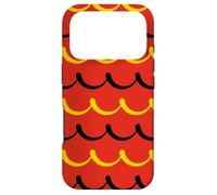 Carcasa para iPhone 17 Pro Red Mustard Yellow Black Wave-Like Curl Curved Folk Pattern