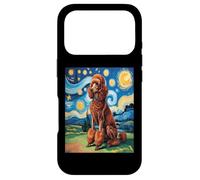 Carcasa para iPhone 17 Pro Red Poodle Dog Van Gogh Style Starry Night
