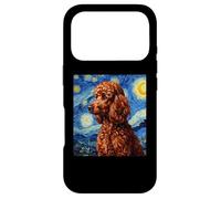 Carcasa para iPhone 17 Pro Red Poodle Dog Van Gogh Style Starry Night