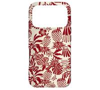 Carcasa para iPhone 17 Pro Red Tropical Pineapple Palm Leaf Aloha Summer Pattern
