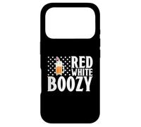 Carcasa para iPhone 17 Pro Red White Boozy Drink Beer American Flag 4th of July