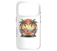 Carcasa para iPhone 17 Pro Relaxing Capybara, Sunset, Palm Tree, Summer capy Vacation