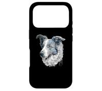Carcasa para iPhone 17 Pro Retrato Floral Azul Merle Border Collie