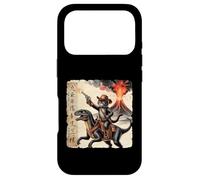 Carcasa para iPhone 17 Pro Retro Caligrafía Gato Dinosaurio Erupción Volcánica Arte Japón