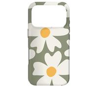Carcasa para iPhone 17 Pro Retro Daisy Flower Leaves Boho Dark Green Cover