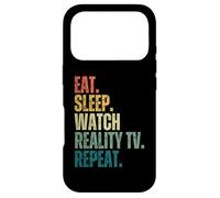 Carcasa para iPhone 17 Pro Retro Eat Sleep, mira Reality TV Repeat, Divertido fanático de los Reality Shows