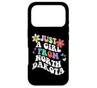 Carcasa para iPhone 17 Pro Retro Groovy Just A Girl from North Dakota Día de la Madre 2023