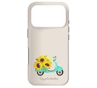 Carcasa para iPhone 17 Pro Retro Scooter and Sunflowers Say Yes to New Adventures Quote