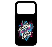 Carcasa para iPhone 17 Pro Rewind Play Repeat 80s 90s Cassette Tape Retro Music Lover