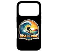 Carcasa para iPhone 17 Pro Rise and Ride Surfer Mañana Surfing Tabla de Surf Cita Vintage