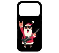 Carcasa para iPhone 17 Pro Rockstar Santa Negro Guitarra Eléctrica Gafas De Sol Cool Pose