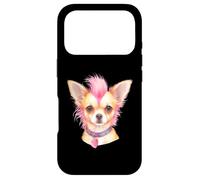 Carcasa para iPhone 17 Pro Rosa Mohawk Punk Rock Músico Chihuahua Corazón Mascota Perro Amor