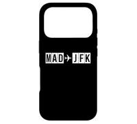 Carcasa para iPhone 17 Pro Ruta de Vuelo Mad JFK Códigos Aéreos de Madrid a Nueva York