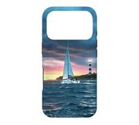 Carcasa para iPhone 17 Pro Sailboat Lighthouse Nautical Ocean Sunset Coastal Art
