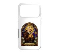 Carcasa para iPhone 17 Pro San Padre Pío Católico Devocional Gótico Mosaico Icono Arte