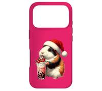 Carcasa para iPhone 17 Pro Santa Hat Guinea Pig Bubble Tea Milk Guinea Pig Christmas