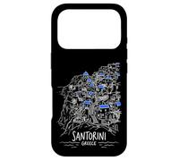 Carcasa para iPhone 17 Pro Santorini Grecia Arte Lineal Isla Griega Village Viajes