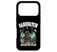 Carcasa para iPhone 17 Pro Sasquatch Scouts The Trails Funny Bigfoot Motocicleta de equitación