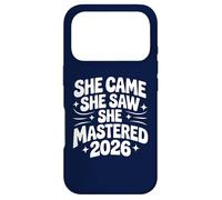 Carcasa para iPhone 17 Pro She Came She Saw She Mastered 2026 Vintage Graduación Mujeres