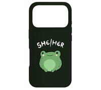 Carcasa para iPhone 17 Pro She Her Pronouns Frog Cute LGBT Queer Aesthetic