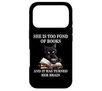 Carcasa para iPhone 17 Pro She is Too Fond of Books Funny Cat Book Coffee Books Lover