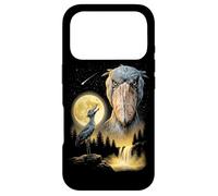 Carcasa para iPhone 17 Pro Shoebill Stork Aullando a la Luna, extraño Meme Divertido pájaro de los 90