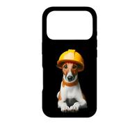 Carcasa para iPhone 17 Pro Smooth Fox Terrier Dog Yellow Hard Hat Trabajador de la Construcción