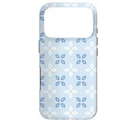 Carcasa para iPhone 17 Pro Soft Blue Periwinkle Leaves Petals Cross Floral Pattern