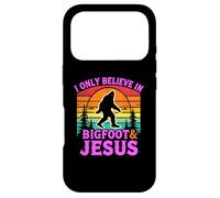 Carcasa para iPhone 17 Pro Solo Creo en el Divertido Dios Retro de Bigfoot y Jesús, Sasquatch