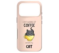Carcasa para iPhone 17 Pro Solo Quiero Beber café y acariciar a mi Gato Divertido Amante de los Gatos