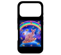 Carcasa para iPhone 17 Pro Sphynx Cat Riding Pizza In Space Galaxy Taco Doughnut Cats