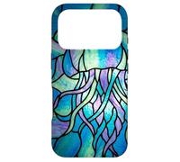 Carcasa para iPhone 17 Pro Stained Glass Jellyfish Blue Purple Mosaic Ocean Art