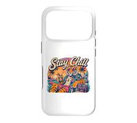 Carcasa para iPhone 17 Pro Stay Chill Tiger Tropical Beach Vacaciones Retro Verano Vibes