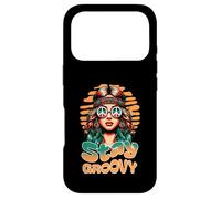 Carcasa para iPhone 17 Pro Stay Groovy Retro Hippie Woman Peace Sign Sunset