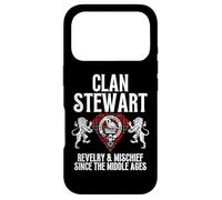 Carcasa para iPhone 17 Pro Stewart Clan Escocés Nombre Escudo De Armas Tartán Fiesta Familiar