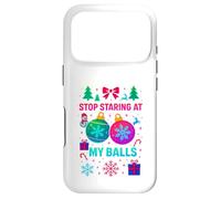 Carcasa para iPhone 17 Pro Stop Starring At My Balls -Meme Navideño Divertido con Bolas