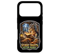 Carcasa para iPhone 17 Pro Stormy Night Cozy Dragon Reading Fantasía Criatura