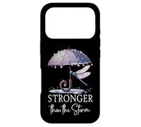 Carcasa para iPhone 17 Pro Stronger Than The Storm Psalm 93 God Purple Dragonfly Bible