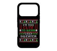 Carcasa para iPhone 17 Pro Suéter Feo con Texto en inglés I'm Too Cute to Wear Christmas