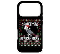Carcasa para iPhone 17 Pro Suéter Feo navideño con diseño de Loro Gris Africano All I Want Christmas