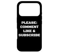 Carcasa para iPhone 17 Pro Súplica de Vlogger a los espectadores Diseño Blanco Suscribirse Comentar Me Gusta