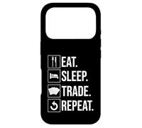 Carcasa para iPhone 17 Pro Tarjeta de Intercambio Eat Sleep Trade Repeat