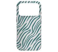 Carcasa para iPhone 17 Pro Teal Green Grey Wavy Tribal Lines Free Strokes Pattern