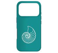 Carcasa para iPhone 17 Pro Teal Minimalista Nautilus Shell Line Art Ocean