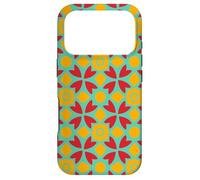 Carcasa para iPhone 17 Pro Teal Red Saffron Yellow Flower Batik Folk Art Deco Pattern