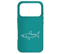 Carcasa para iPhone 17 Pro Teal Shark Line Art Minimalista Surfer