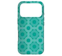 Carcasa para iPhone 17 Pro Teal Turquoise Circles Lines Hexagonal Oceanic Pattern