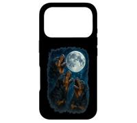 Carcasa para iPhone 17 Pro Three Rottweiler Howling At The Moon 3 Rottie Moon