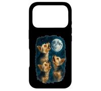 Carcasa para iPhone 17 Pro Three Yorkshire Terriers Howling At The Moon 3 Yorkie Moon